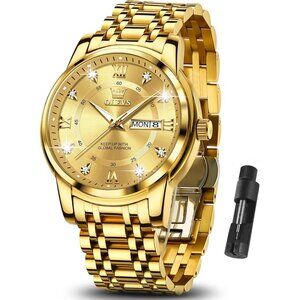 Olevs Men's Classic Stainless Steel Bussiness Luminous Quartz Waterproof Watch